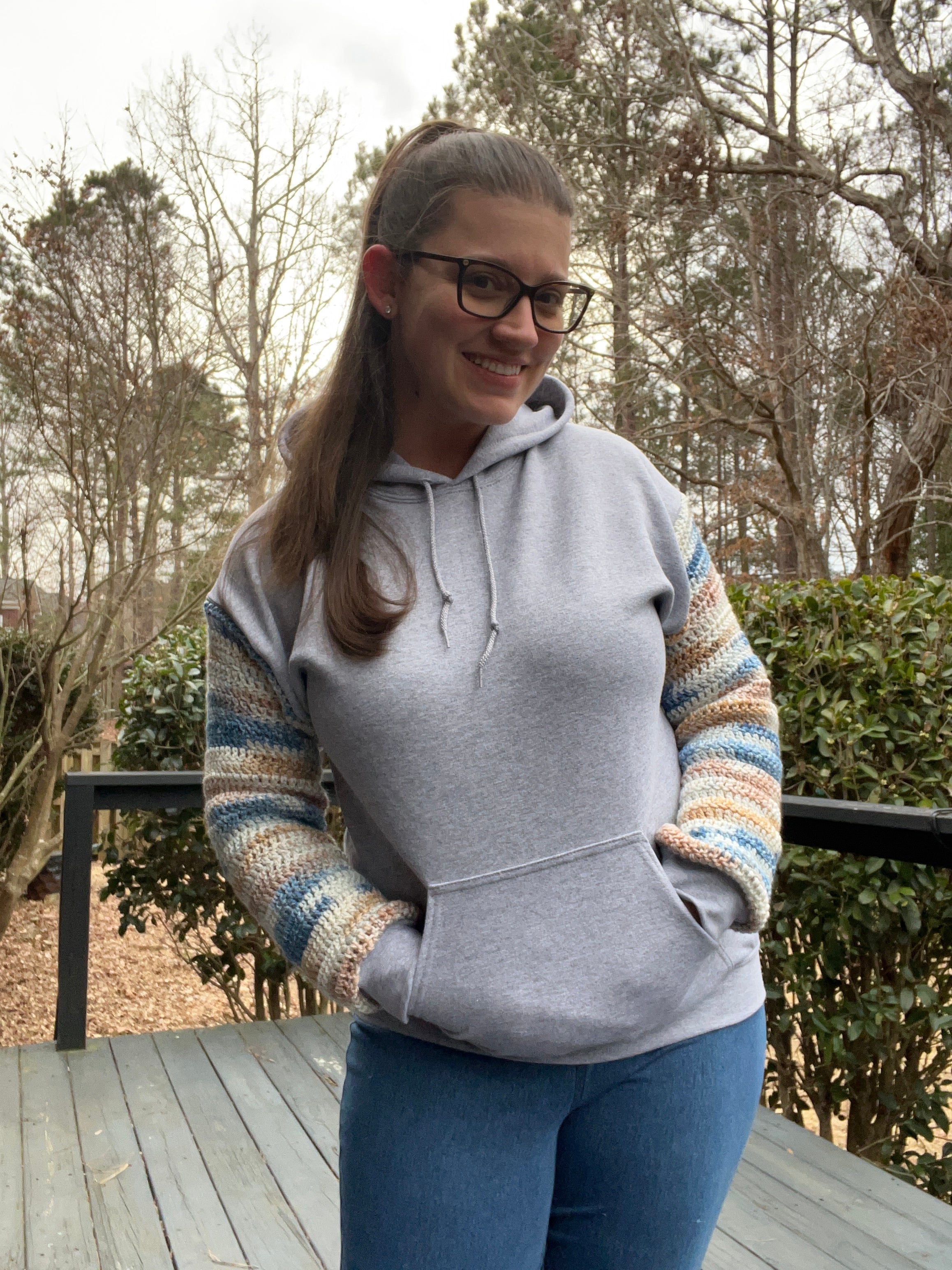 Hoodie With Crochet Sleeves