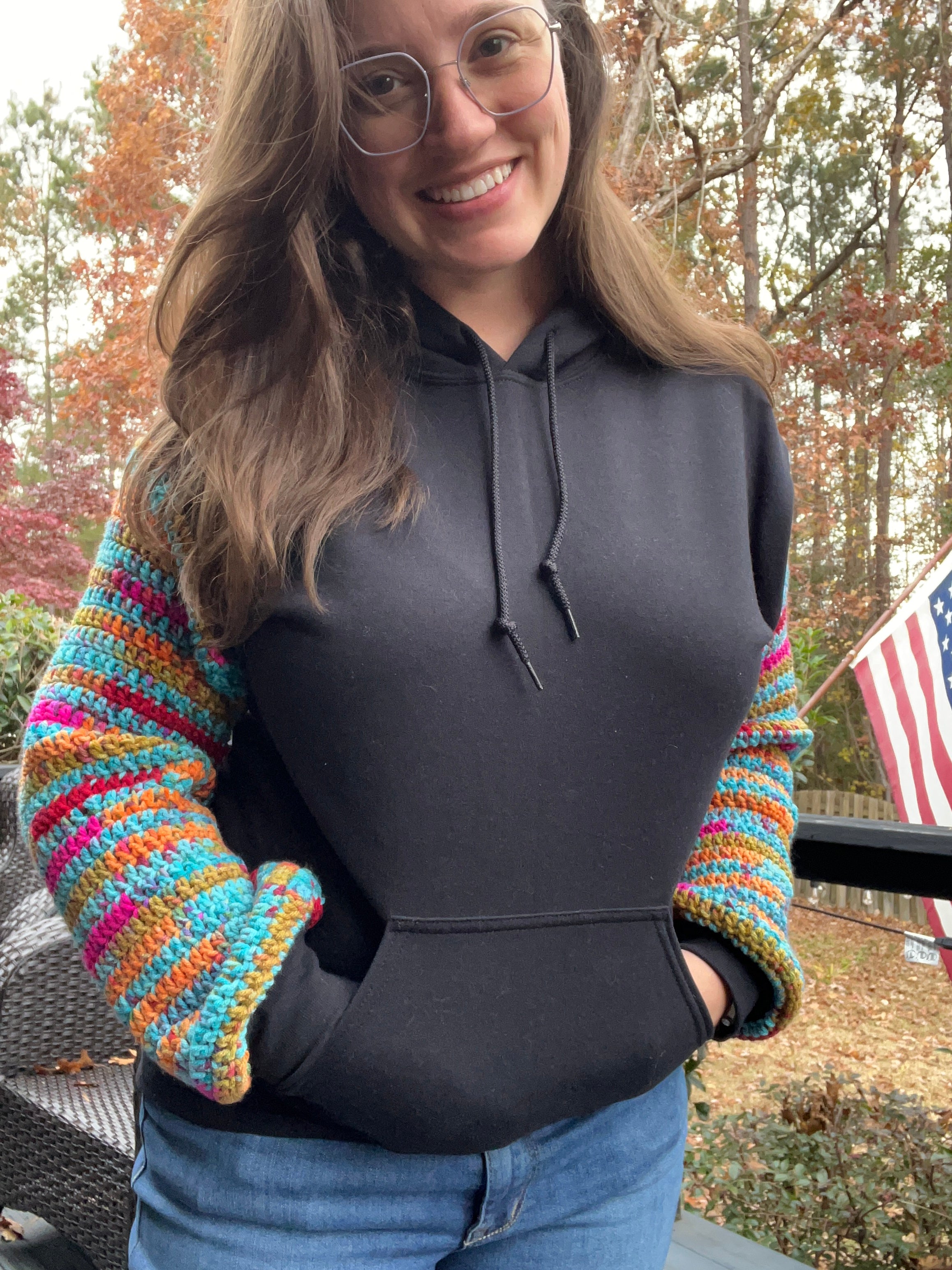 Hoodie With Crochet Sleeves